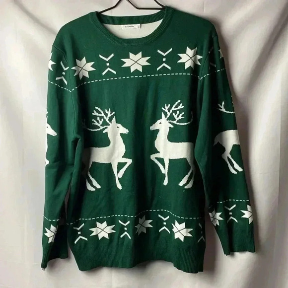 - SYKOORIA MENS SIZE XXL WINTER  CHRISTMAS SWEATER HUNTER GREEN REINDEERS … - Picture 3 of 10